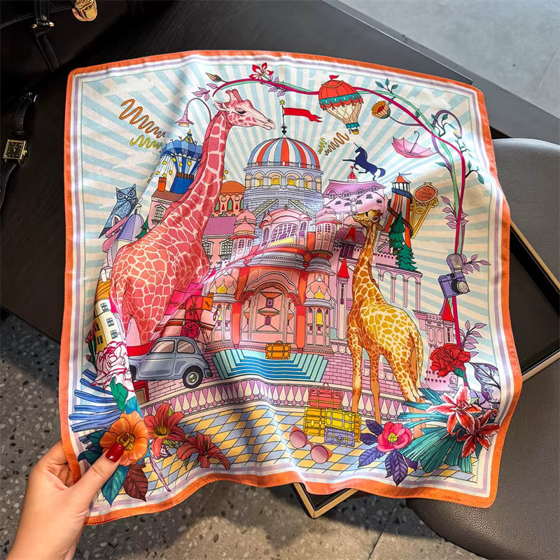 Carré de soie 100% naturelle - Motif Riviera Chic